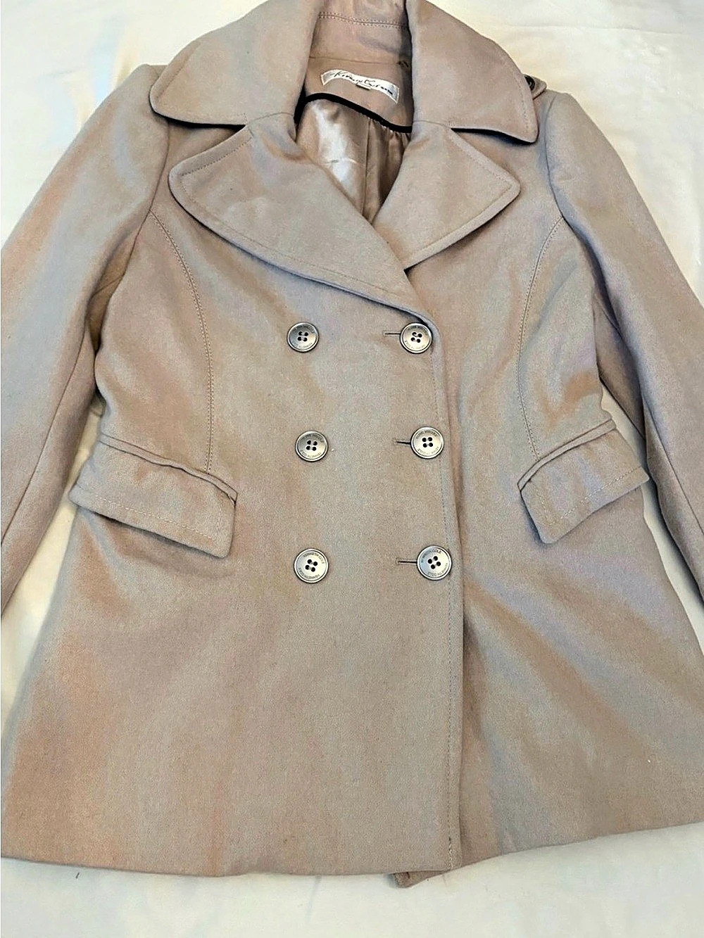 Kenneth Cole Wool Pea Coat in Tan Size 8